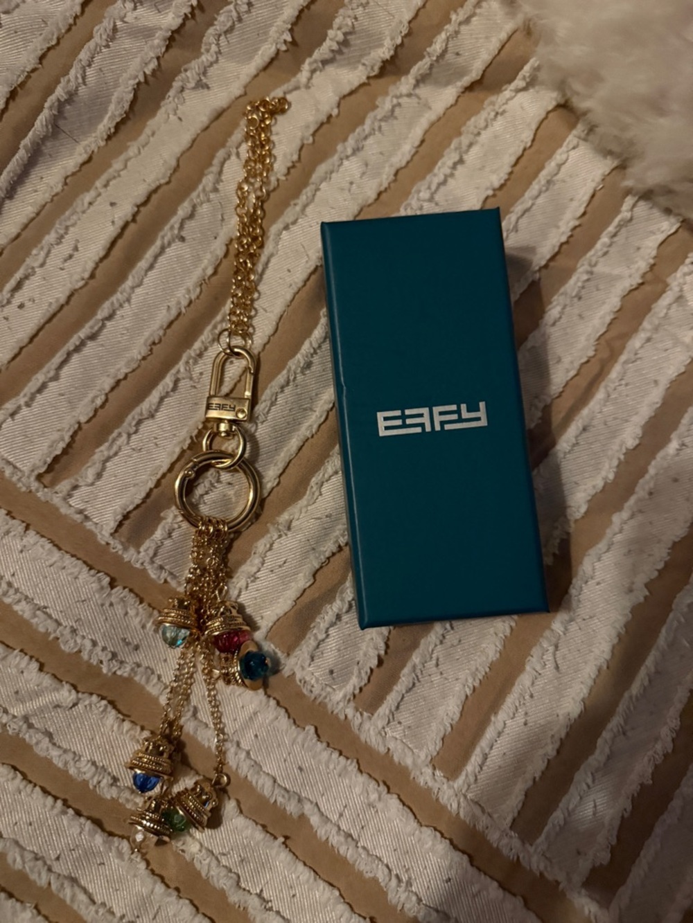 Effy Gold Tassel Necklace with Multicolored Bead Accents 5 bells